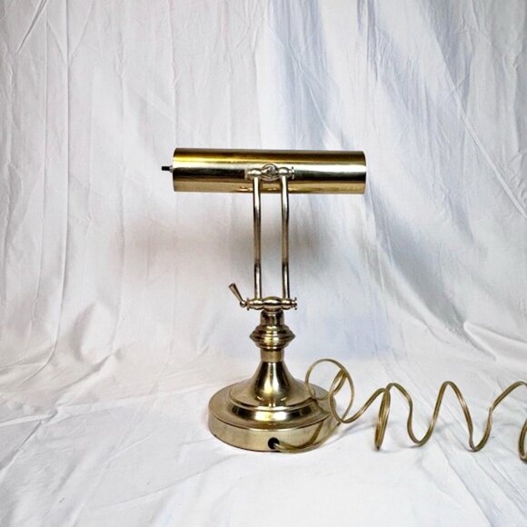 Vintage Collins Industries Adjustable Solid Brass Bankers Desk Piano Lamp w/Box - Picture 5 of 9